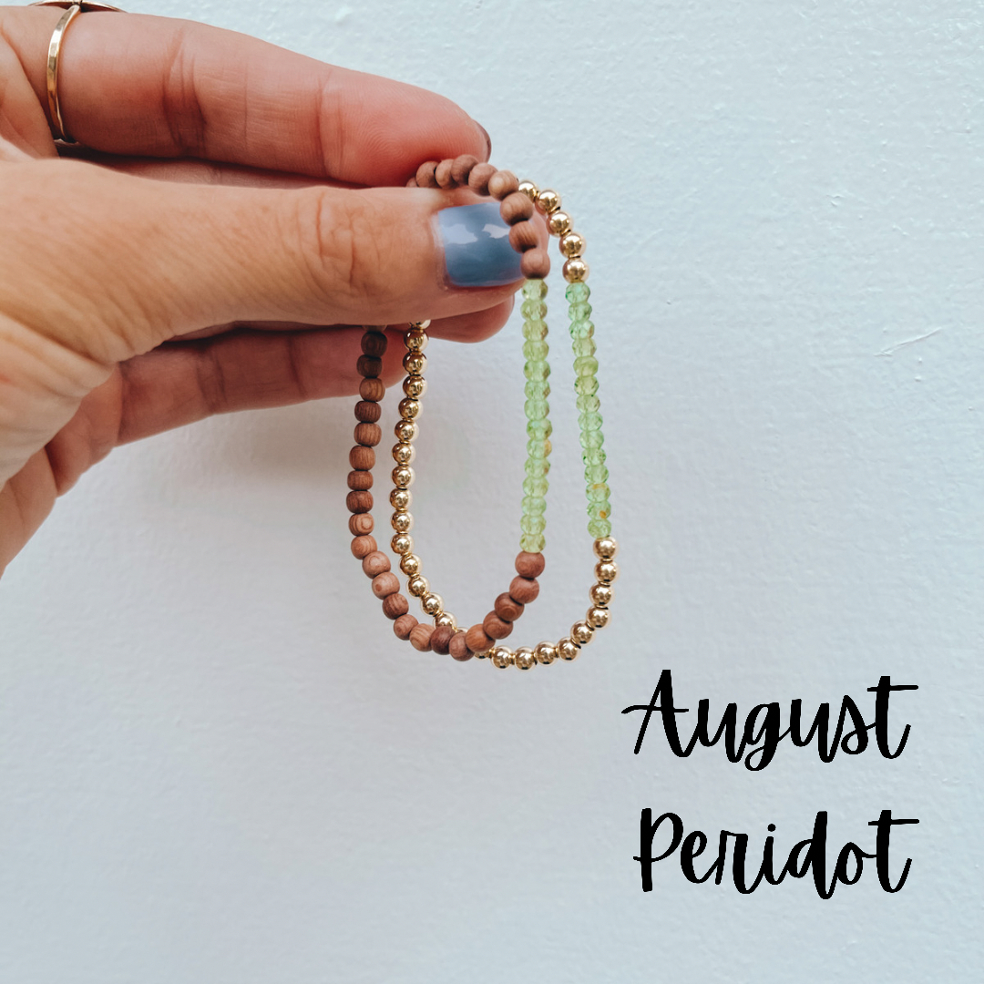 August's birthstone is peridot. Peridot birthstone Bracelet