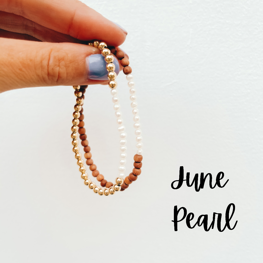 Pearl is June's birthstone. Pearl Birthstone bracelet. Freshwater pearl bracelet
