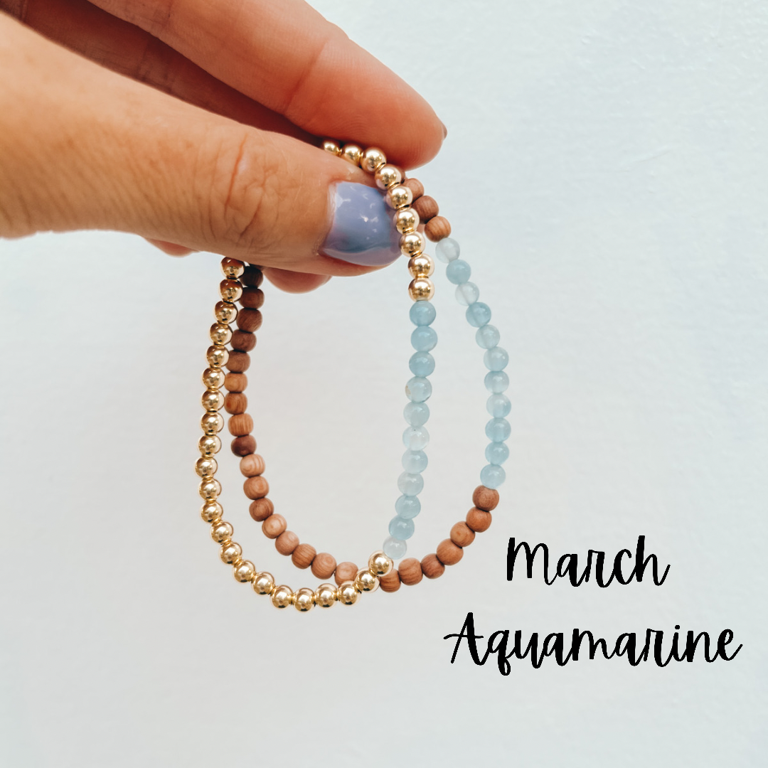 March birthstone is aquamarine. aquamarine birthstone bracelet 