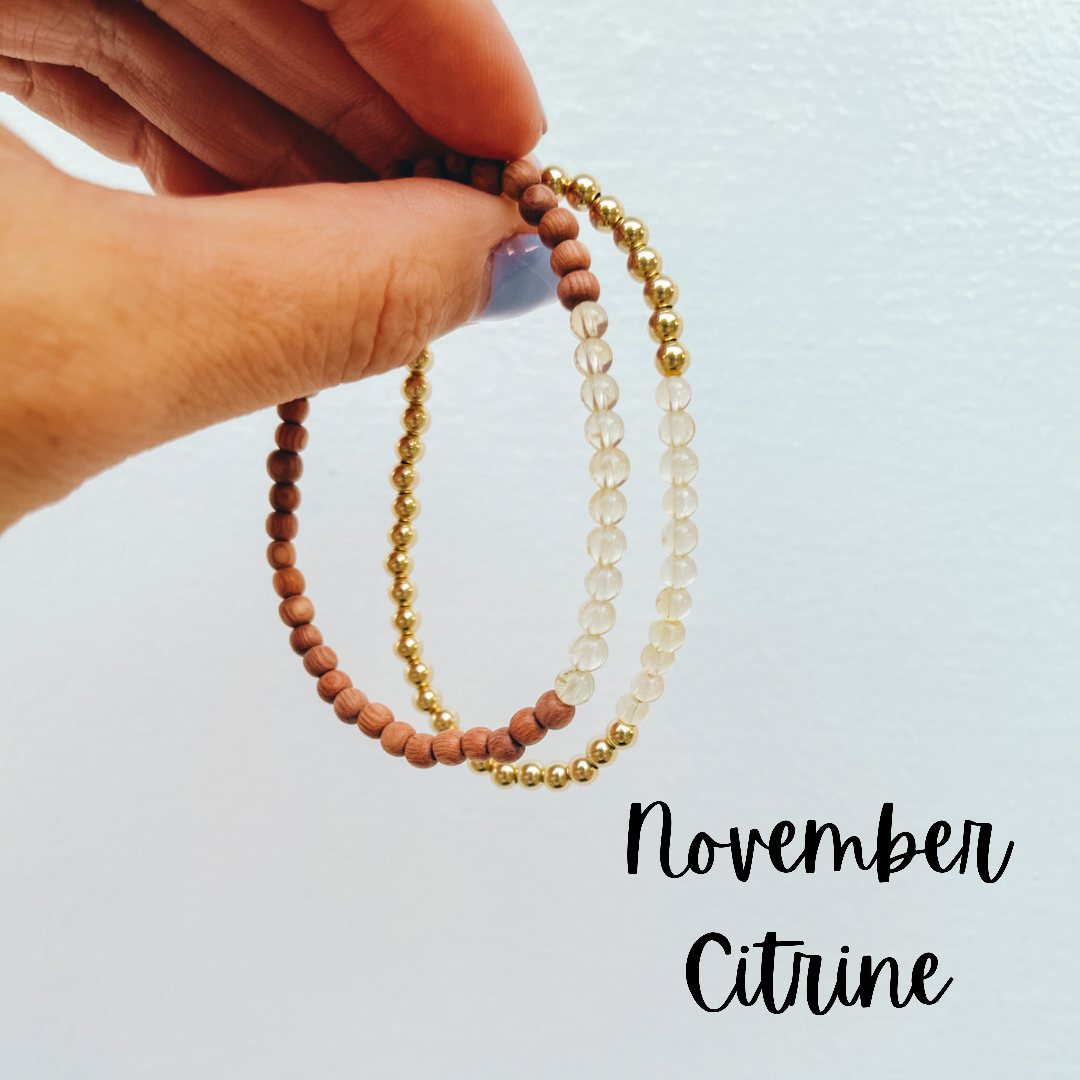 November's birthstone is Citrine. Citrine birthstone bracelet.