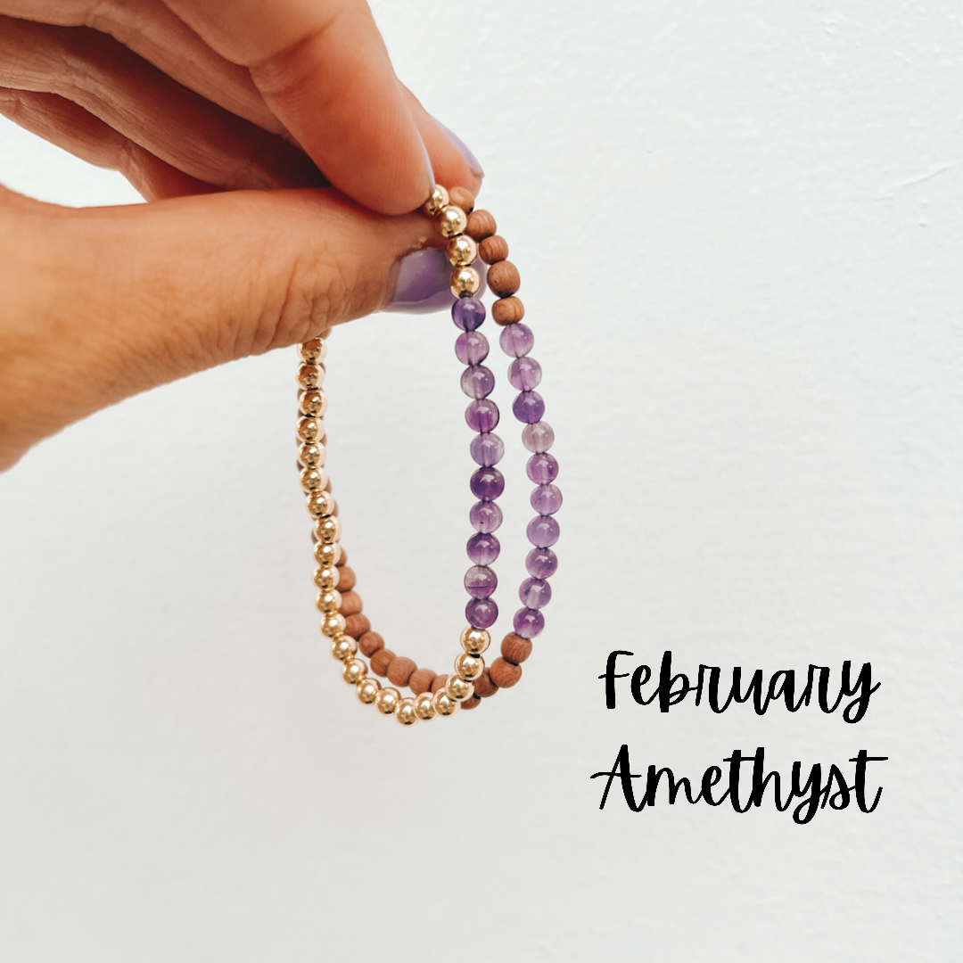 February Birthstone is Amethyst, Birthstone Bracelet