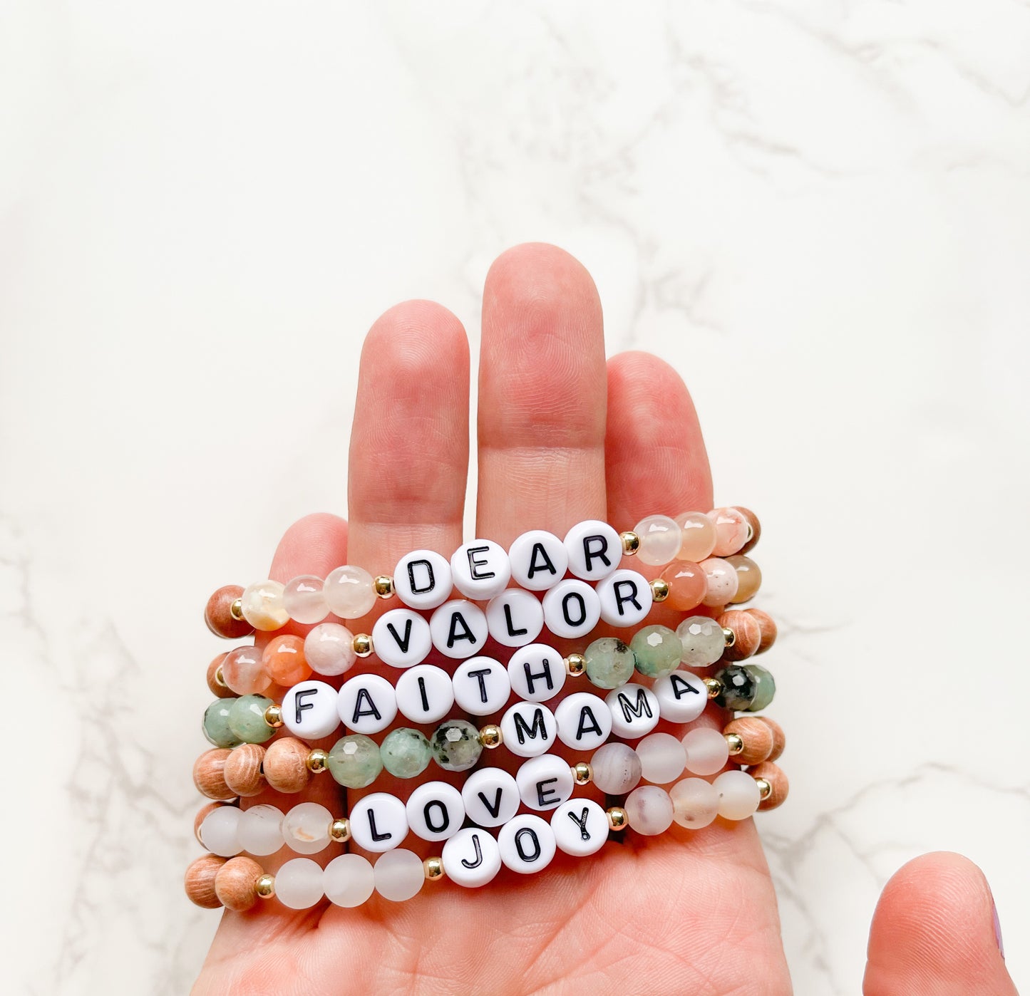 Custom name wooden gemstone bracelets