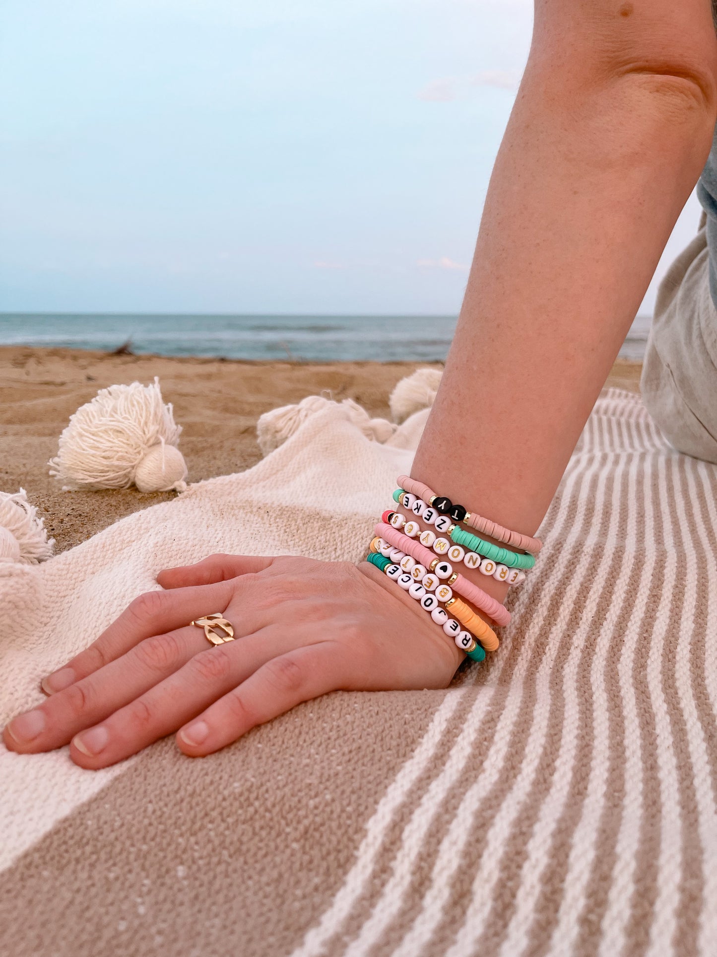 Personalized Heishi Beaded Bracelet (14 color options) – Sea Marie Designs